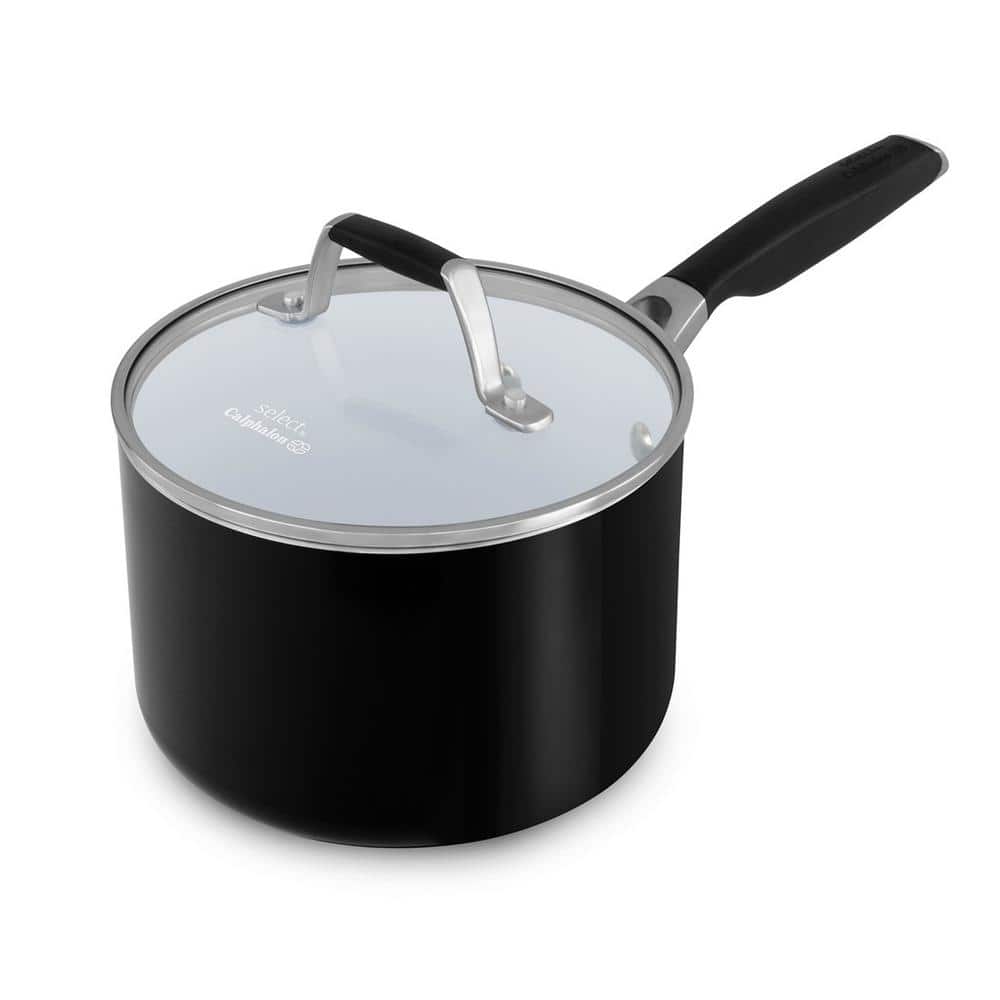 Calphalon Select 5 qt. Round Aluminum Ceramic Nonstick Dutch Oven in Black  and White with Glass Lid 1961916 - The Home Depot
