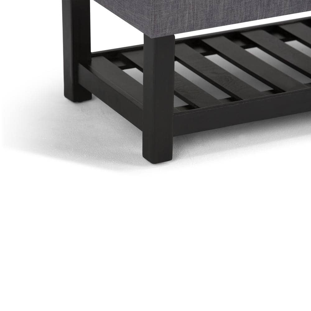 Slate Gray Tufted Wood Rectangular Ottoman Bench with Storage