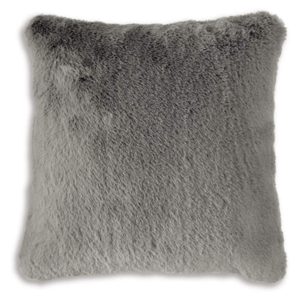 Gariland Gray Faux Rabbit Fur Square Pillow 20"