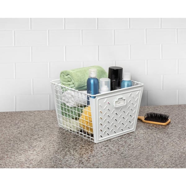 Basicwise 4.5-in W x 3-in H x 8-in D Multicolor Plastic Stackable Bin in  the Storage Bins & Baskets department at