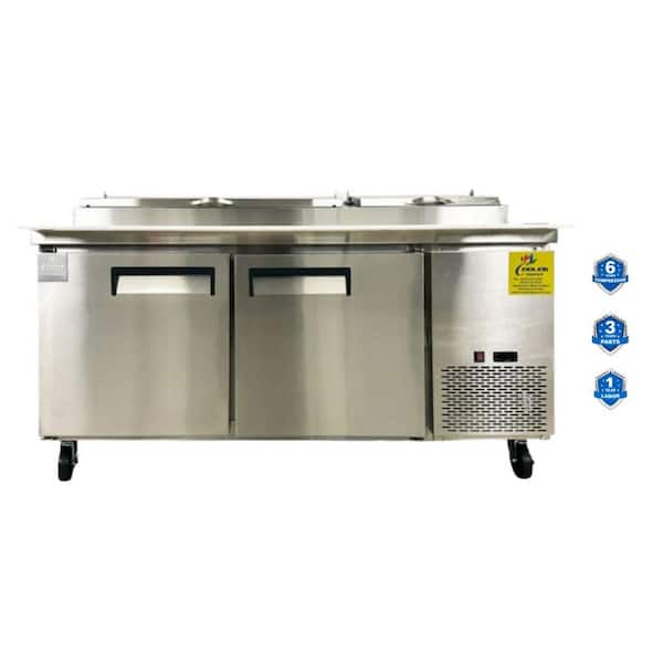 71 in. W 17.58 cu. ft. Commercial Pizza Prep Refrigerator in Stainless Steel