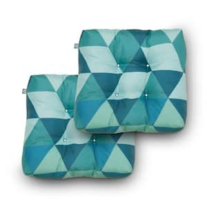 Duck Covers 19 in. x 19 in. x 5 in. Blue Lagoon Geo Square Indoor/Outdoor Seat Cushions (2-Pack)