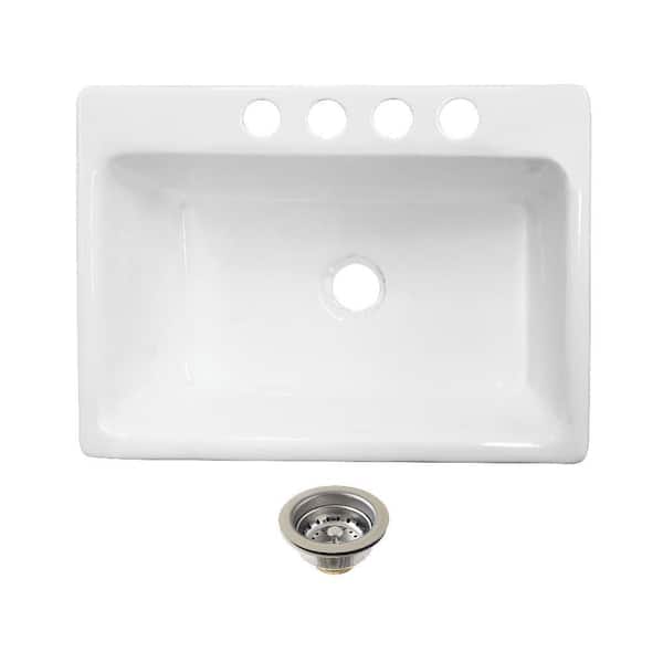Towne 36 in. Undermount Single Cast Iron Kitchen Sink with Basket Strainer