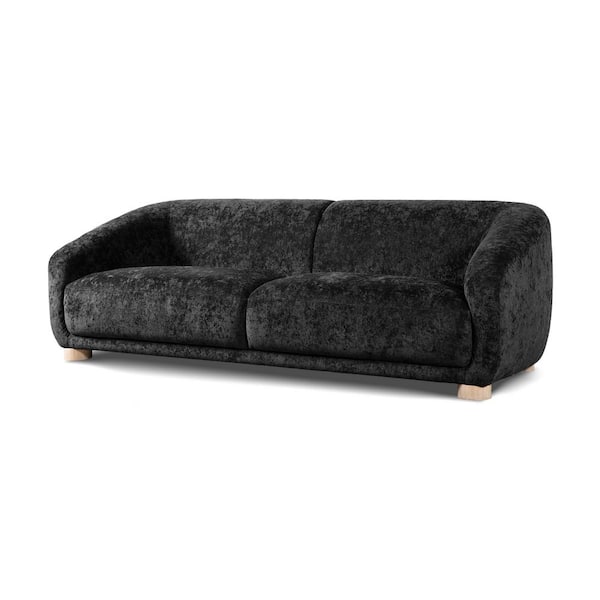 Furniture of America Waxley 87.5 in. Slope Arm Chenille Rectangle Modern Sofa in Black