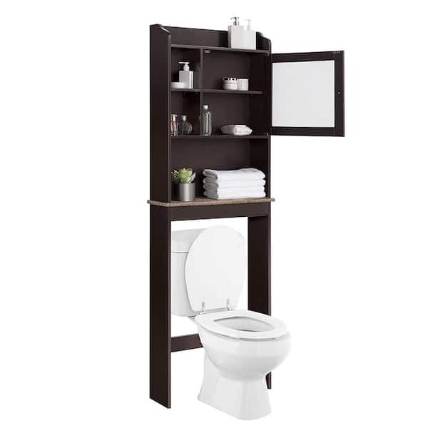 Hooseng Shccout 23.25 in. W x 7.5 in. D x 69 in. H Over-the-Toilet Wall Cabinet in Espresso