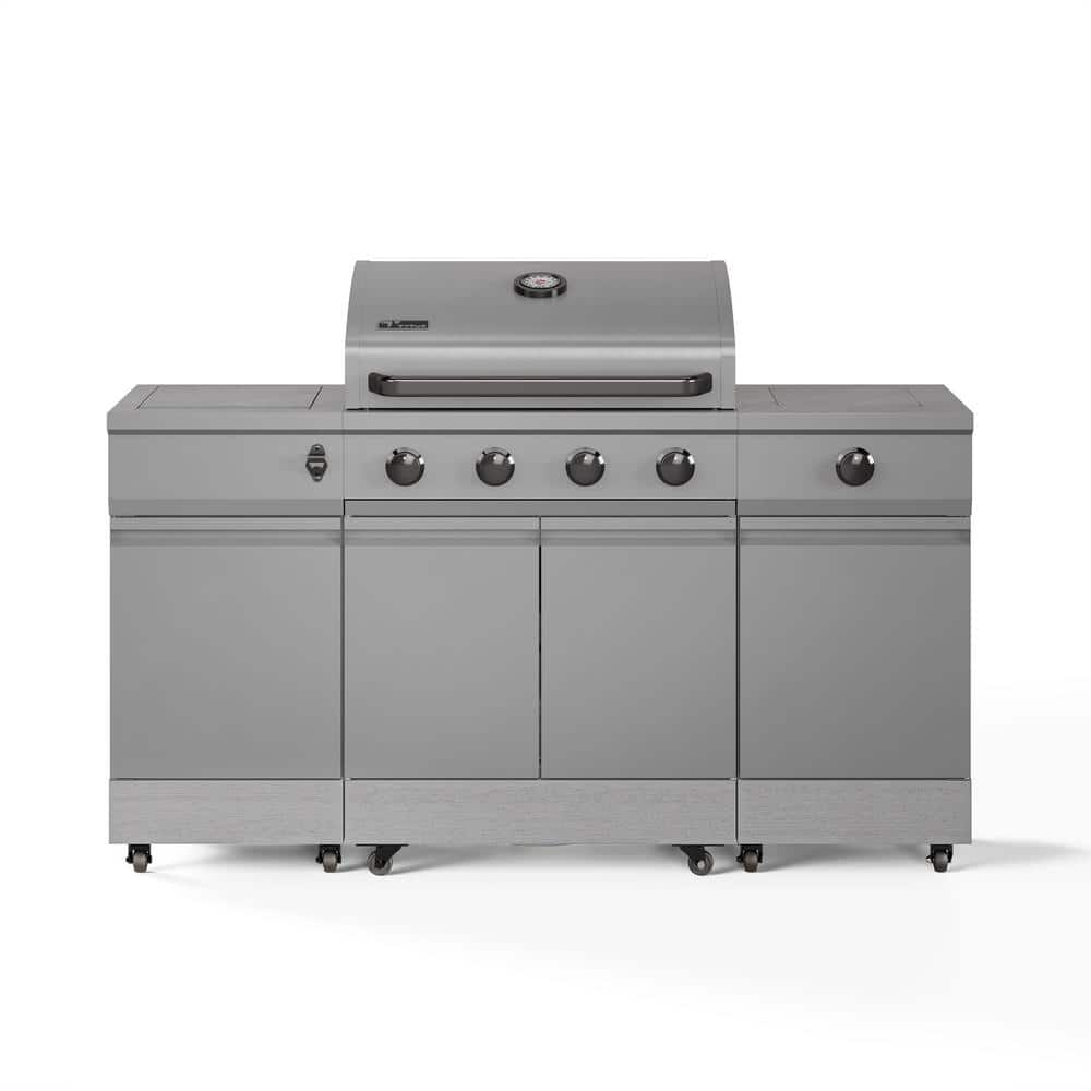 TYTUS Fresno Series 5-Burner Liquid Propane Grill Island in Gray