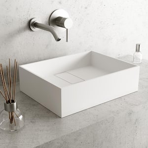 Bryant Modern White Matte Stone 17 in. L x 13 in. W x 5 in. H Rectangular Vessel Bathroom Sink