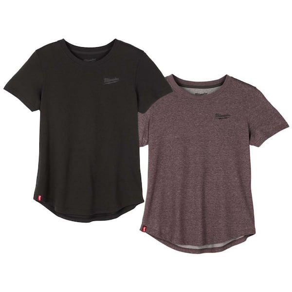 Women's 2X-Large Black & Purple FREEFLEX Short Sleeve Hybrid Work T-Shirt (2-Pack)