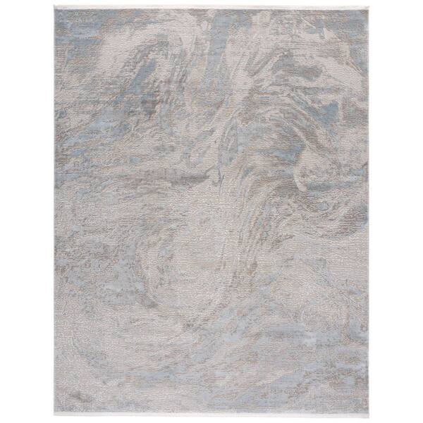 Platinum 9 ft. x 12 ft. Gray/Ivory Beige Marble Swirl Area Rug