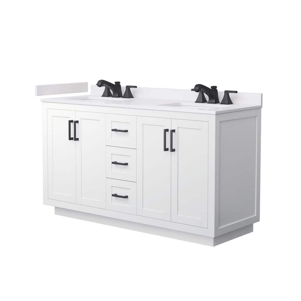 Miranda 60 in. Double Freestanding White Bath Vanity with White Cultured Marble Top Assembled price history on PriceWatchPro