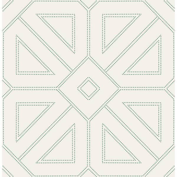 A-Street Prints Voltaire Green Beaded Geometric Wallpaper
