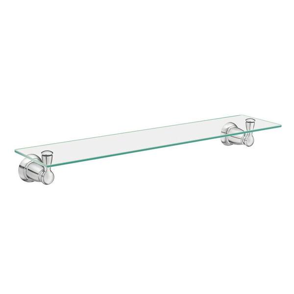 MOEN Banbury 5-4/25 in. L x 3 in. H x 22-3/4 in. W Wall-Mount Clear Glass Shelf in Chrome