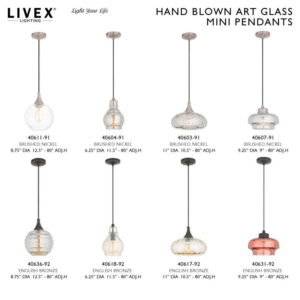 Brushed Nickel Mini Globe Pendant with Clear Glass