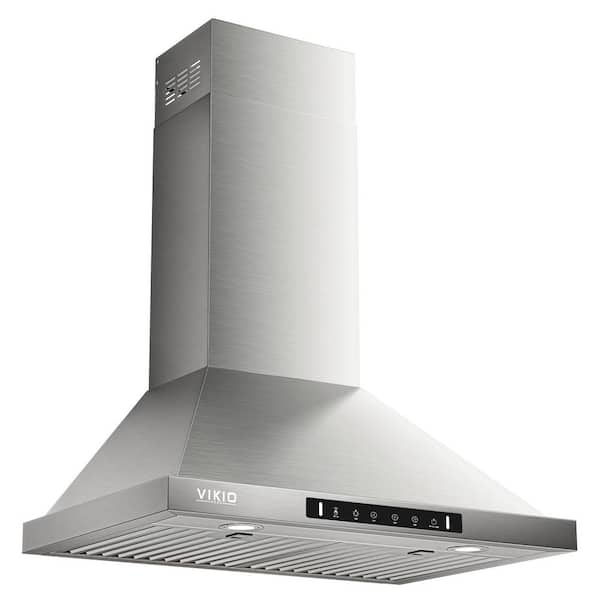VIKIO 30 in. 900 CFM Convertible Wall Mount Range Hood in Stainless Steel with LED Lights, Carbon Filters and Touch, Gesture