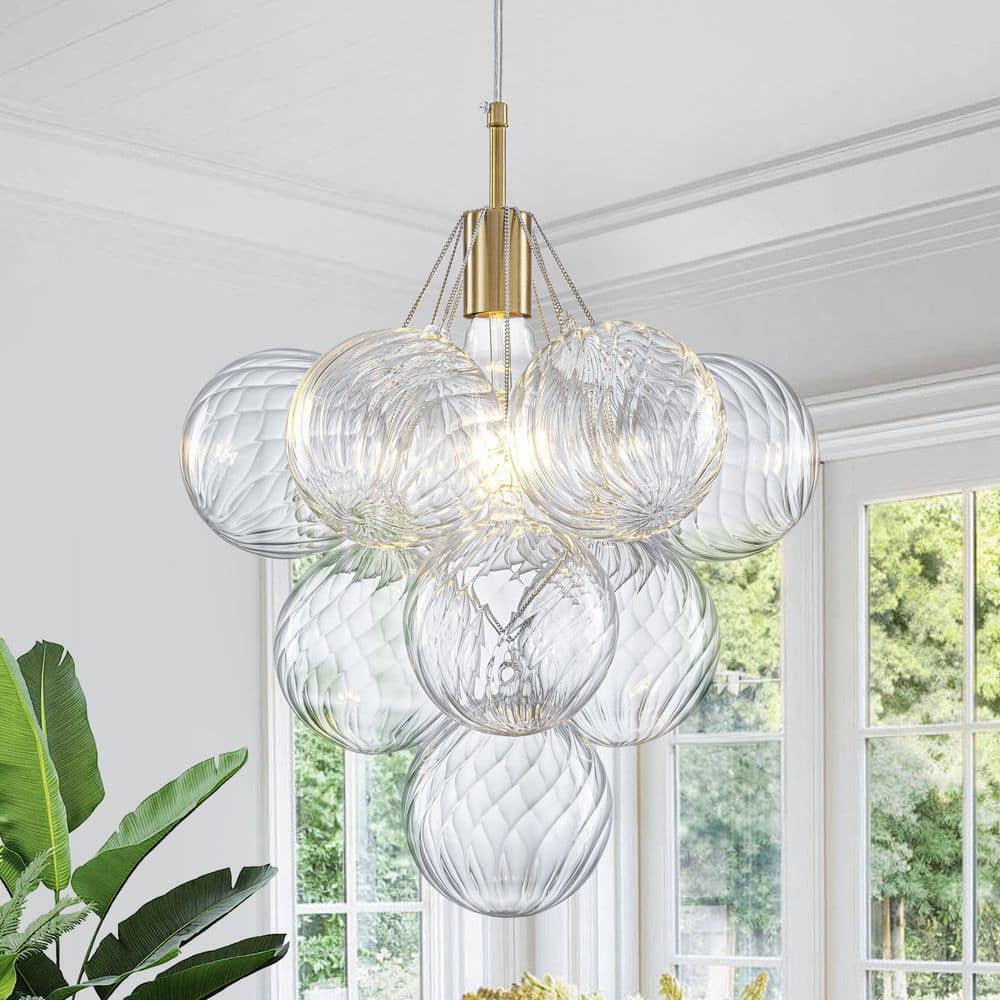 1-Light Gold Bubble Glass Pendant Light with Swirl Globe Shade, Modern Hanging Ceiling Fixture for Kitchen, Dining Room price history on PriceWatchPro