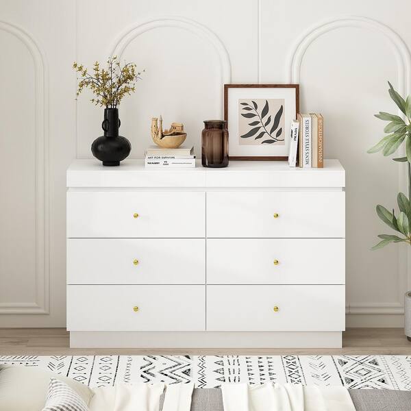White 6 drawer dresser no handles hotsell