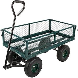 10.4 cu. ft. Steel and Rubber Wagon Garden Cart with 650 lbs. Capacity, Green