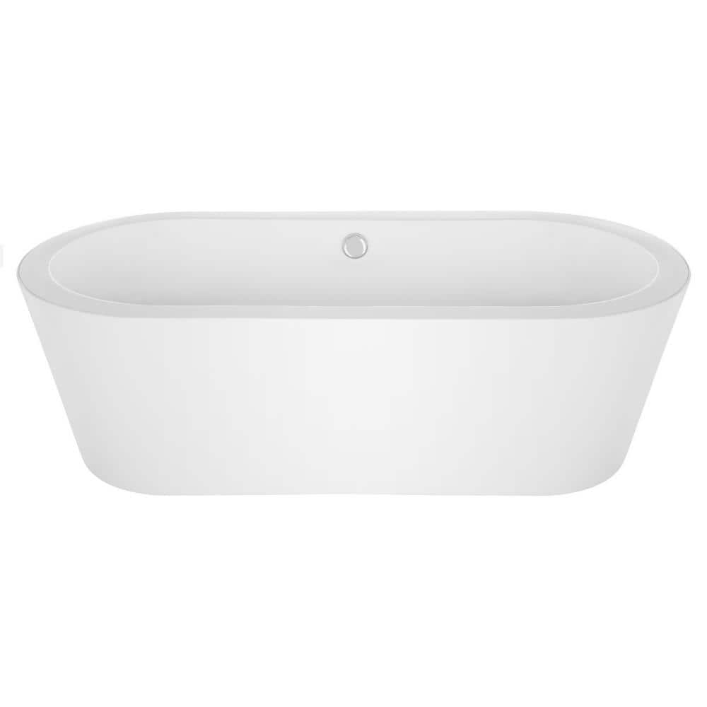 59'' White Acrylic Freestanding Soaking Bathtub