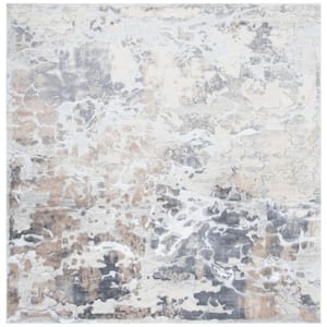 Lagoon Ivory/Gray 7 ft. x 7 ft. Geometric Abstract Square Area Rug