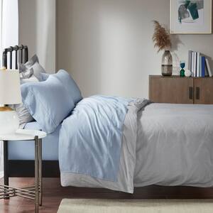 1500-Thread Count Blue King Cotton Blend 4-Piece Sheet Set