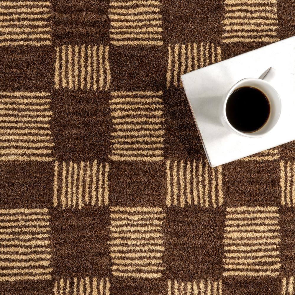 Handmade Brown Wool Rectangular Tufted Area Rug, 5' x 8'