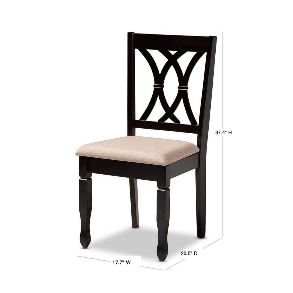 Reneau Sand and Brown Wood Cane Dining Chair Set