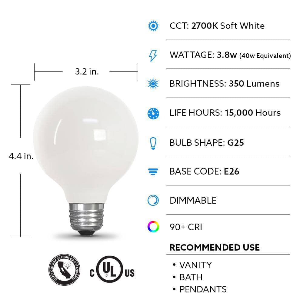 Feit Electric 40W Equivalent Dimmable Frosted LED Bulb 3-Pack
