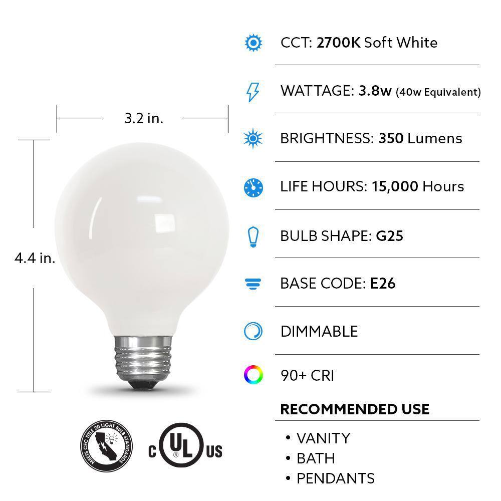 Feit Electric 40W Equivalent Dimmable Frosted LED Bulb 3-Pack