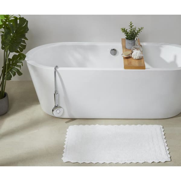 Better Trends Lilly Crochet Collection 21 in. x 34 in. White 100% Cotton Rectangle Bath Rug