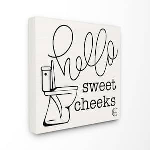 17 in. x 17 in. " Toilet Hello Sweet Cheeks Curly Script Cursive" by Penny Lane Publishing Canvas Wall Art
