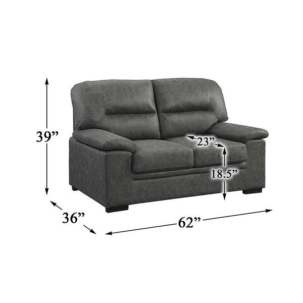 Lazzara Monroe 62 in. W Dark Gray Microfiber Loveseat 9407DG-2