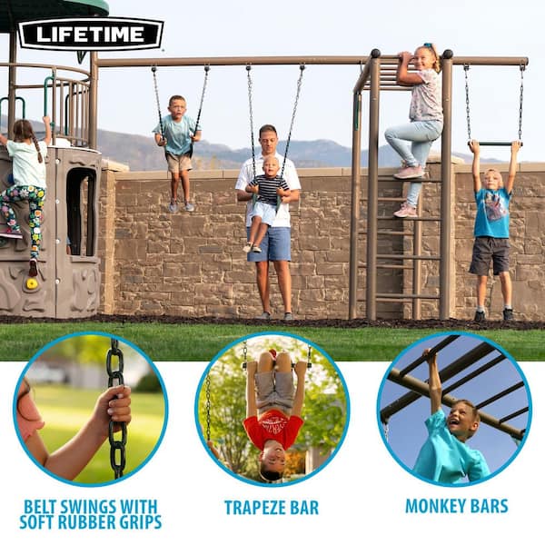 Lifetime Double Adventure Steel Tower Outdoor Playset with Monkey
