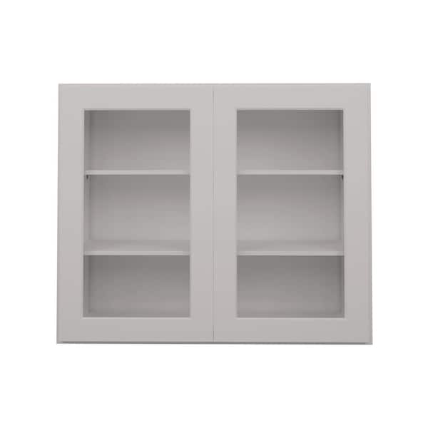 HOMLUX 30 in. W x 12 in. D x 30 in. H in Shaker Dove Ready to Assemble Wall Kitchen Cabinet with No Glasses
