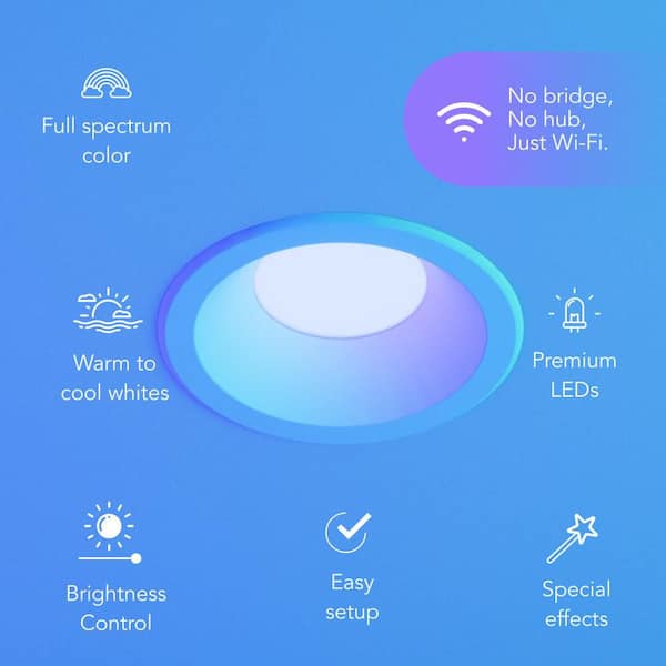 LIFX 6 in. SuperColor Adjustable Smart Retrofit Deep Baffle Recessed Light Trim Kit Downlight LFXR6DB/RGBW/RT