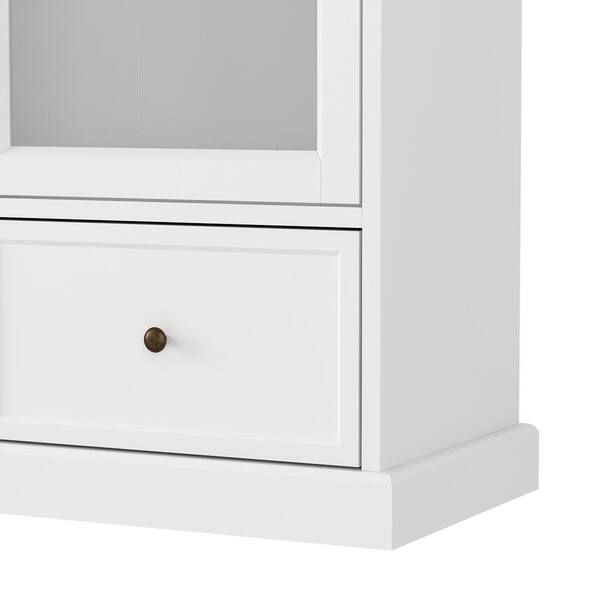 FUFU&GAGA 70.9 in. H White Wood 2-Acrylic Door Accent Cabinet with 3-Tier  Shelves and 2-Drawers Storage Cabinet Bookshelf Cupboard KF260026-12 - The  Home Depot