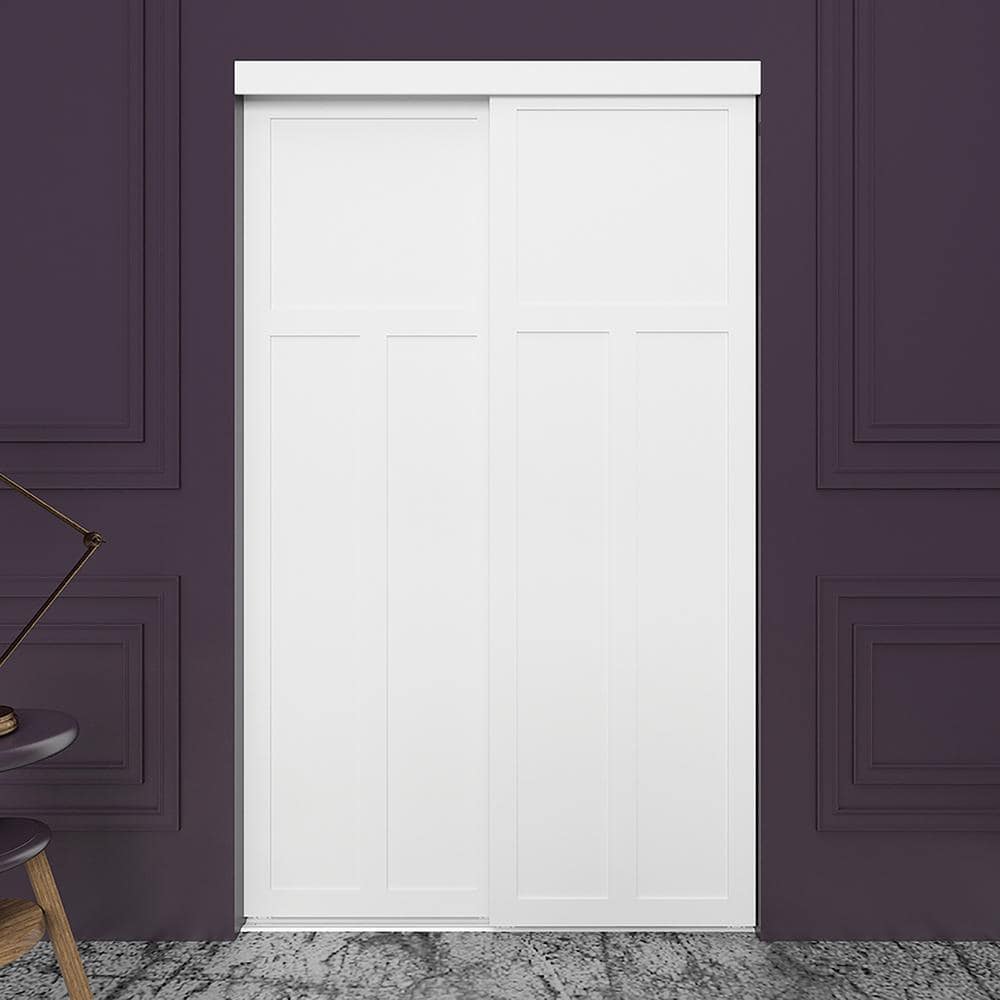 60 in. x 80.5 in. Mission White Sliding Closet Door Hardware Included