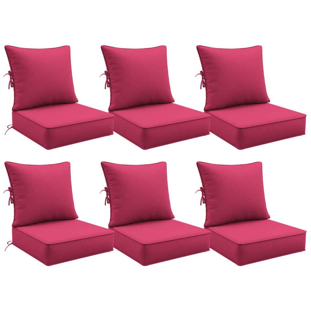 24 in. x 24 in. (Set of 6) Outdoor Chair Cushion Set Premium Waterproof Patio Sofa Seating with Backrest Pink price history on PriceWatchPro