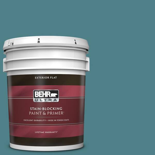 BEHR ULTRA 5 gal. #ICC-75 Tapestry Teal Flat Exterior Paint & Primer