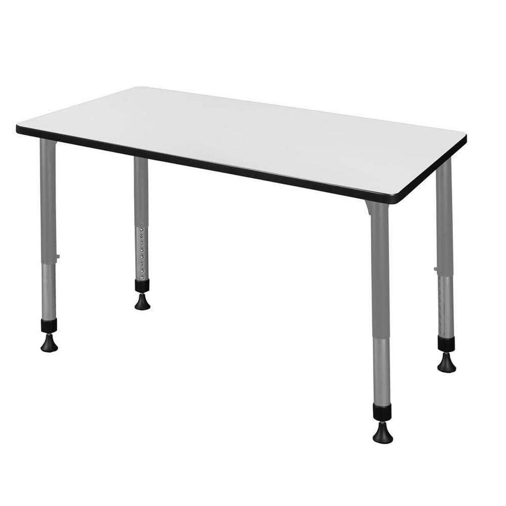 Kee 42 in. Rectangular White Composite Classroom Activity Desk with Adjustable Height