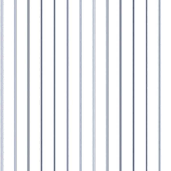 Napkin Stripe Navy/White Matte Finish Vinyl on Non-Woven Non-Pasted ...