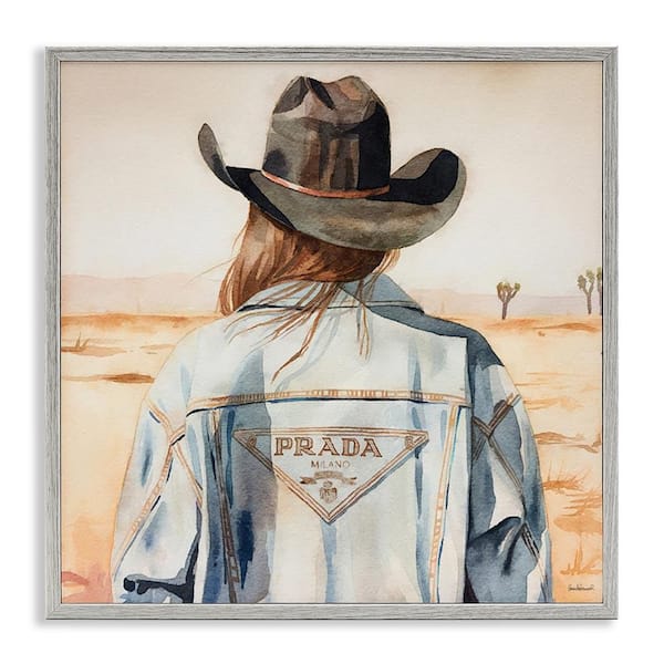 Stupell Industries Glam Desert Cowgirl by Amanda Greenwood Gray Framed People Giclee Art Print 12 in. x 12 in.