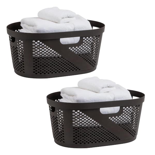 Mind Reader Brown 10.5 in. H x 14.5 in. W x 23 in. L Plastic 60L Modern Rectangle Laundry Room Hamper (Set of 2)