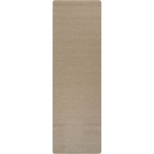 Oasis Non-Slip Beige 2 ft. x 10 ft. Solid Indoor Area Rug