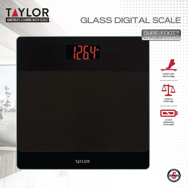 Taylor USA  Glass Electronic Scale with Red LCD Digits - Glass Electronic  Scales - Weight Management