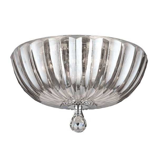 Worldwide Lighting Mansfield Collection 4-Light Clear Crystal Flush Mount