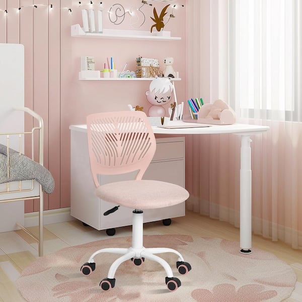 Homy Casa Carnation Mesh Ergonomic Swivel Task Chair in Malmo New Pink with Adjustable Height and Breathable Back Support Teens
