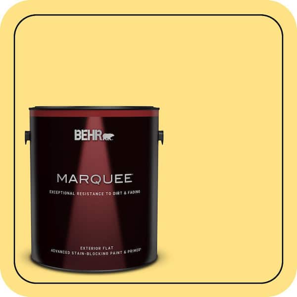 BEHR MARQUEE 1 gal. #380B-4 Daffodil Yellow Flat Exterior Paint & Primer