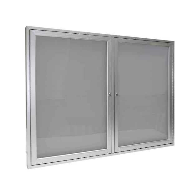 ghent 2-Door Enclosed 36 in. x 60 in. Bulletin Board, Vinyl, Silver, (1-Pack)
