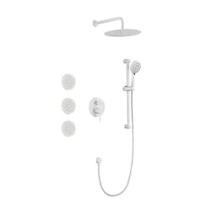 3-Spray Patterns 2.5 GPM with 12 in. Dual Shower Heads Wall Mounted Fixed and Handheld with Body Jet in White