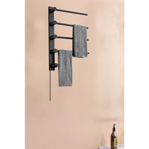 4 Screw-In Electric Plug-In Towel Warmer in Matte Black